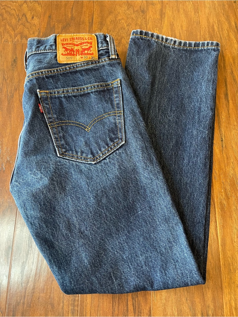 Levi's 505 Straight Leg Men's Jeans Dark Blue Denim Pants Size 30x30 Everyday